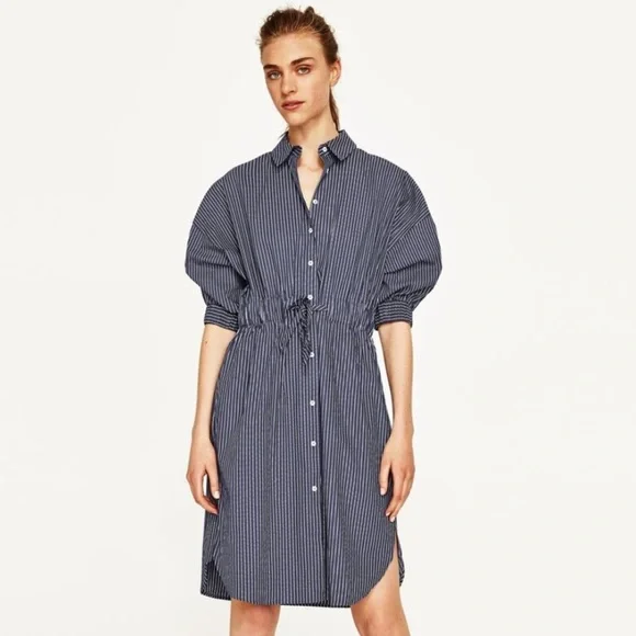 Zara Striped Shirt Dress - Picture 1 of 4